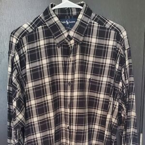 Ralph Lauren Blake Shirt Large Black Plaid Button Down Long Sleeve